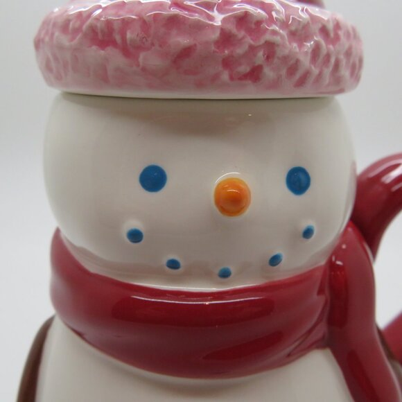 Christmas 12 oz Ceramic Snowman Tea Coffee Mug Cup Starbucks Holiday 2006 Lid - Picture 2 of 16
